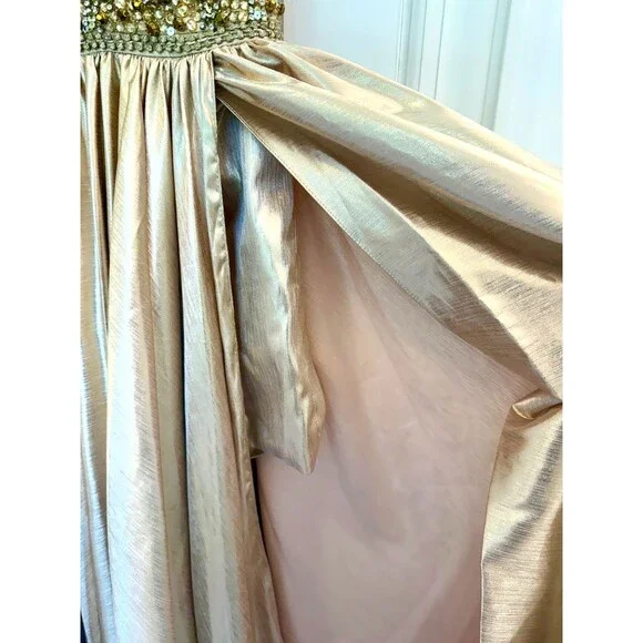 NWT Mac Duggal Gold Long Prom Formal Dress Size 8 Sequins Embellished $598 - Picture 8 of 10